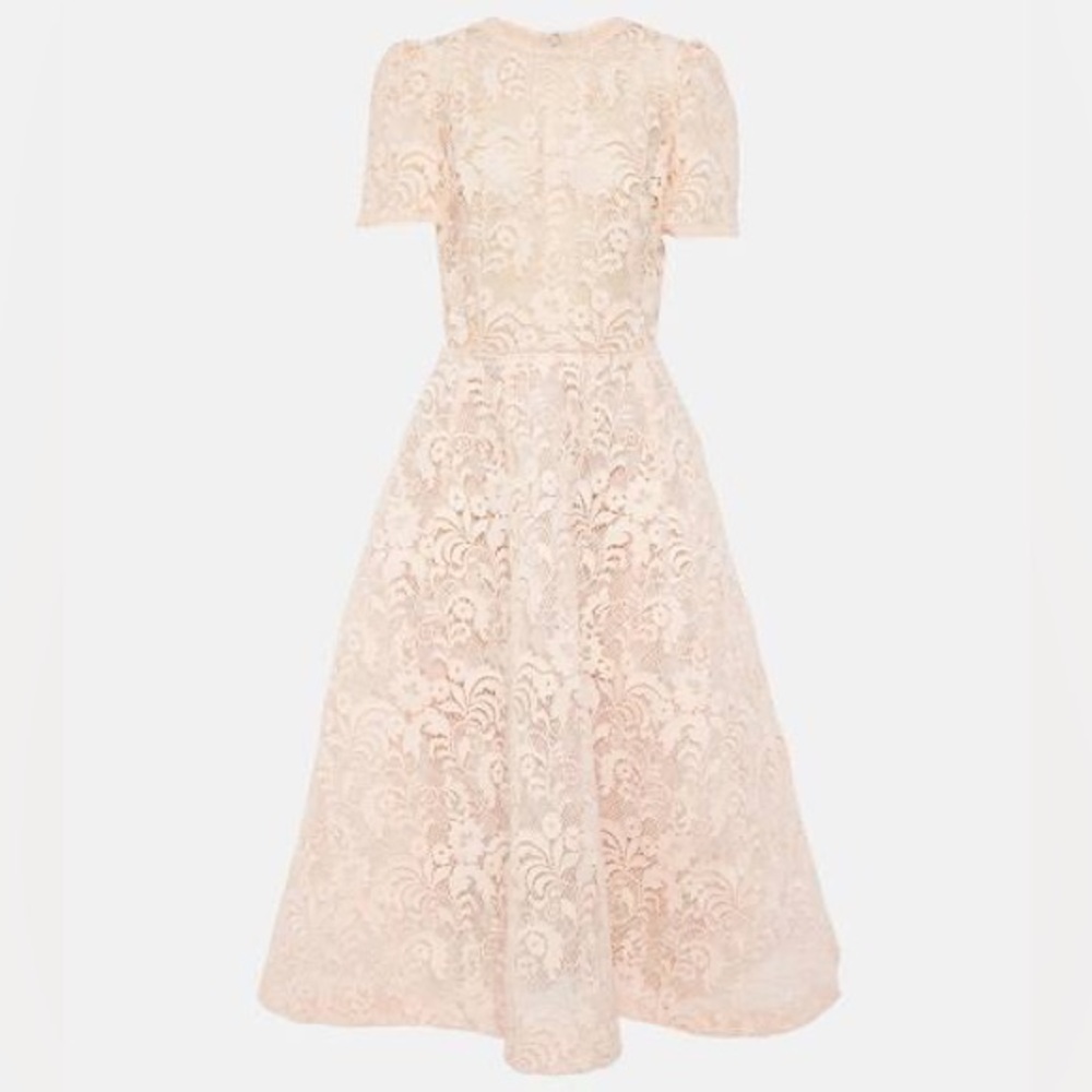 Monique Lhullier Lace Fit + Flare Midi Dress - Picture 2 of 7